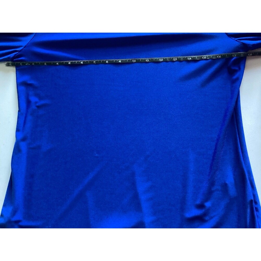 Coco Bianco Top Small Sapphire Blue Flared Sleeves Excellent Condition Stretch - Picture 14 of 16
